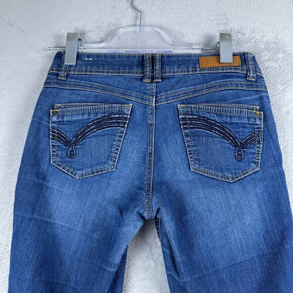 Jolt Straight Leg Jeans Womens Size 5 Embroidered Pockets Low Rise Blue - Picture 4 of 12